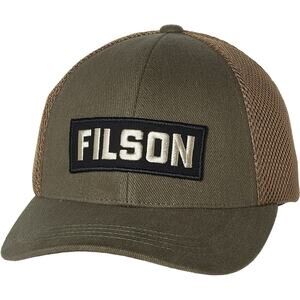 Filson Men's Hat Logger Mesh Oil Finish Filson Patch Desert Tan Cap Strapback